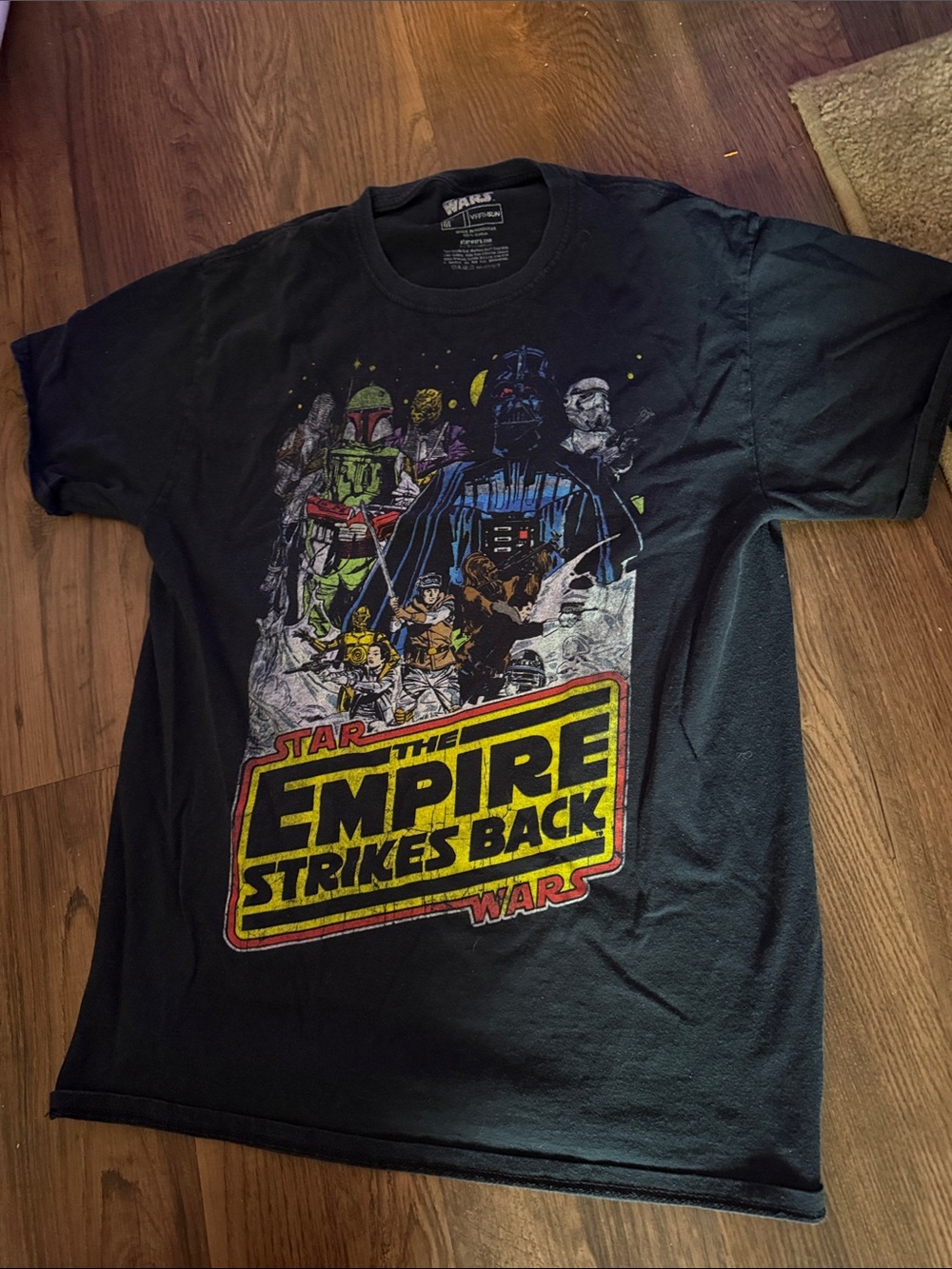 Star Wars Black Graphic Tee with Yellow & Red Empire Strikes Back Logo